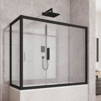 Шторка на ванну Kubele DE019 PR3-CLN-BLMT, 170х75 см, профиль матовый черный