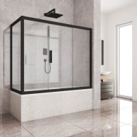 Шторка на ванну Kubele DE019 PR3-CLN-BLMT, 170х75 см, профиль матовый черный