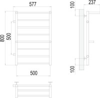 Полотенцесушитель водяной Terminus Анкона П8 500x800  с полкой, с боковым подключением 500 слева