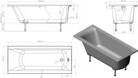 Ванна из искусственного камня Астра-Форм Мадейра 160x70 см, правая, пристенная, белая, на ножках