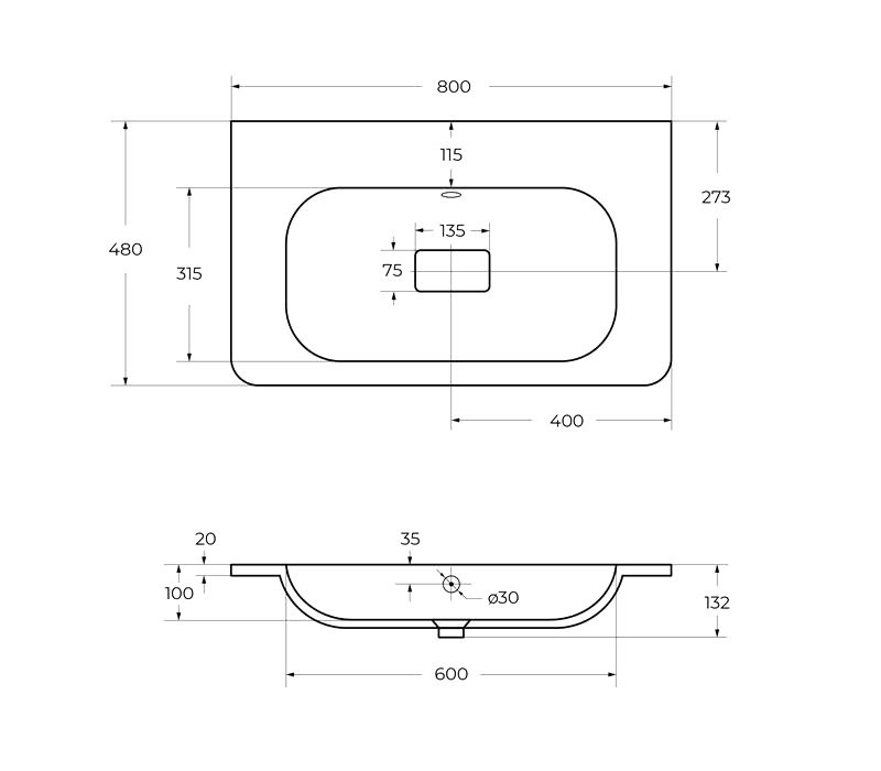 Мебель для ванной комнаты Cezares Relax 80 подвесная, 2 ящика, сатин