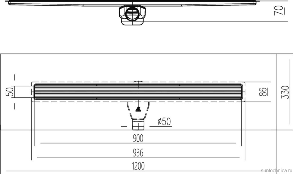 Душевой трап (лоток) MCH Chudej Aquarius CHN9003 90 см, с сифоном, под плитку