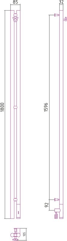Полотенцесушитель электрический Сунержа Нюанс 3.0 180 см золото, правый