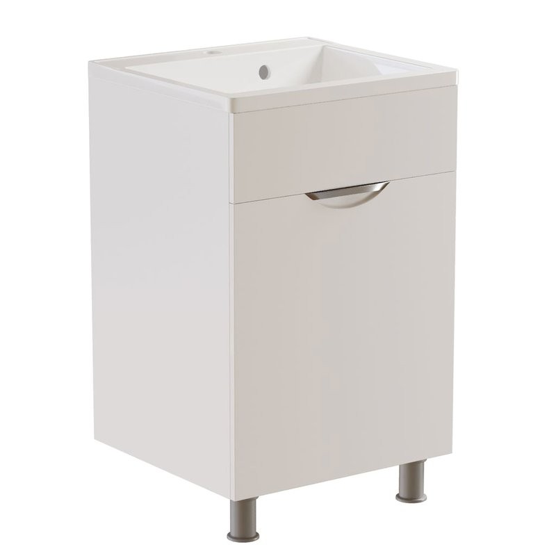 Тумба с раковиной Mixline Этьен 50 глянцевая белая, раковина Roma 50