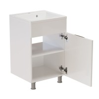 Тумба с раковиной Mixline Этьен 50 глянцевая белая, раковина Roma 50