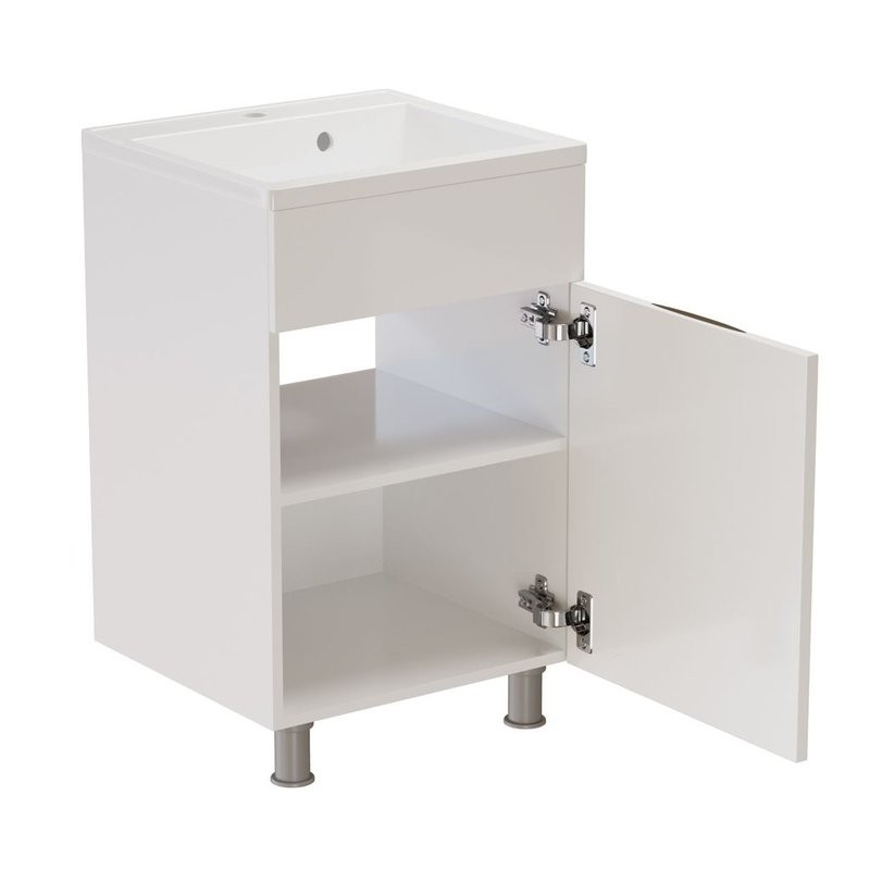 Тумба с раковиной Mixline Этьен 50 глянцевая белая, раковина Roma 50