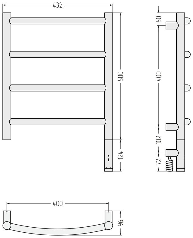 Полотенцесушитель электрический Сунержа Галант 3.1 051-6001-5040 60x45 см, подключение справа, состаренная латунь, лесенка