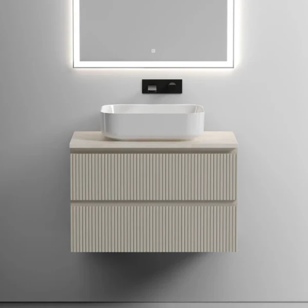 Тумба с раковиной Sancos Snob T 80 см, beige soft, столешница бежевая, раковина CN6011