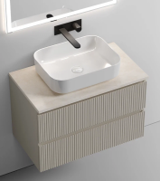 Тумба с раковиной Sancos Snob T 80 см, beige soft, столешница бежевая, раковина CN6011