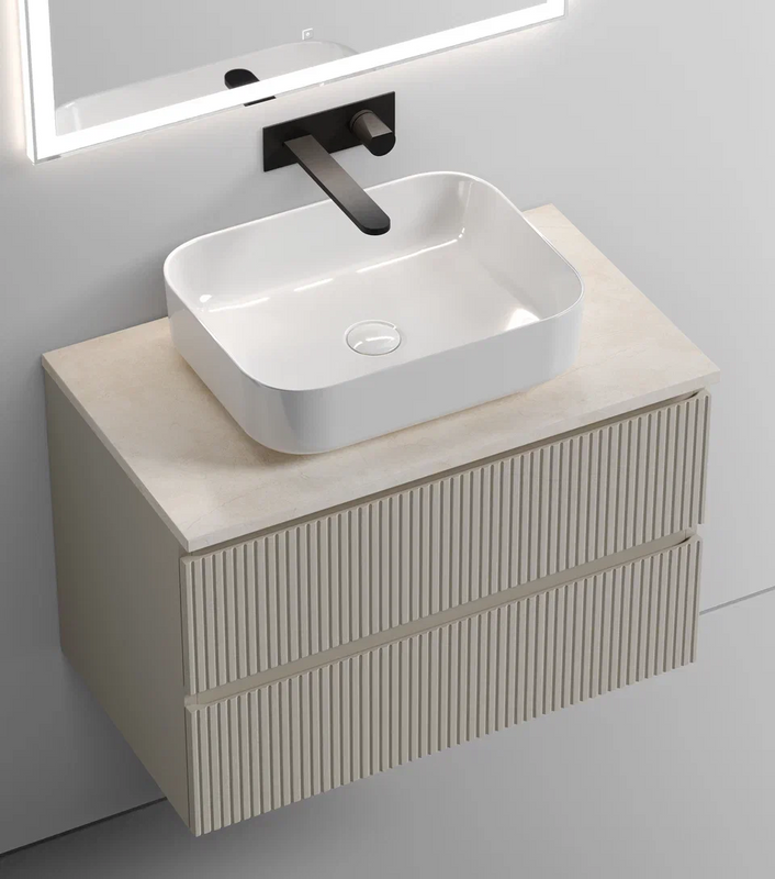 Тумба с раковиной Sancos Snob T 80 см, beige soft, столешница бежевая, раковина CN6011