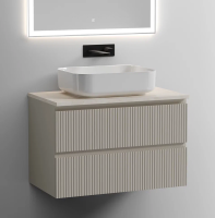 Тумба с раковиной Sancos Snob T 80 см, beige soft, столешница бежевая, раковина CN6011
