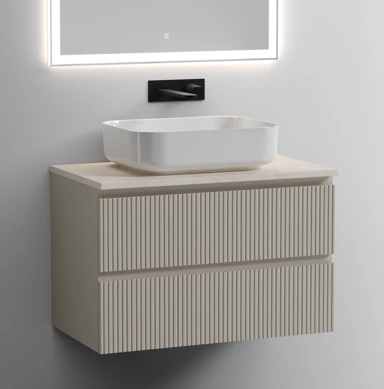 Тумба с раковиной Sancos Snob T 80 см, beige soft, столешница бежевая, раковина CN6011