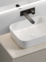 Тумба с раковиной Sancos Snob T 80 см, beige soft, столешница бежевая, раковина CN6011