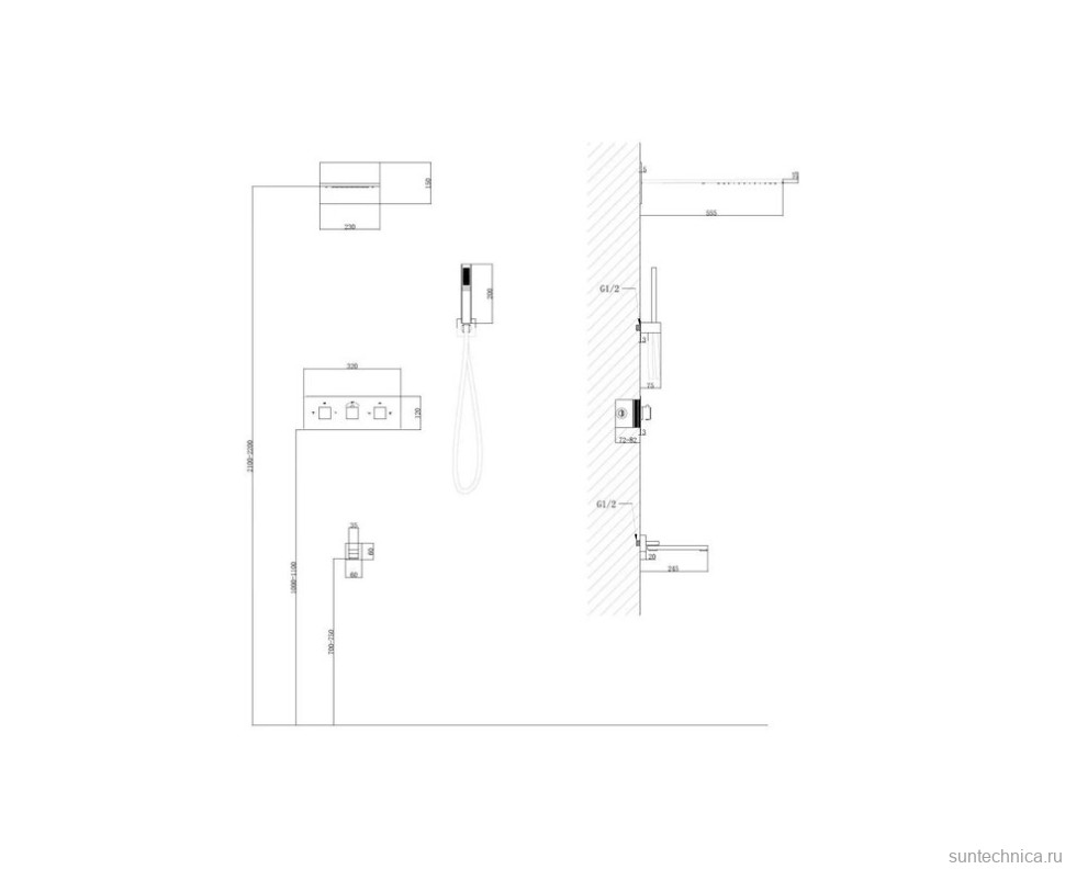 Душевой комплект Abber Daheim AF8253W С ВНУТРЕННЕЙ ЧАСТЬЮ, матовый белый