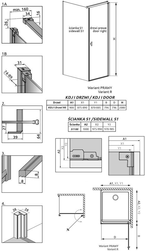 Душевой уголок Radaway Nes KDJ I 90x100 R