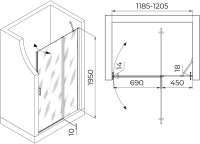 Душевая дверь в нишу RGW Leipzig LE-004-Gg 1200х1950 профиль серый, стекло матовое