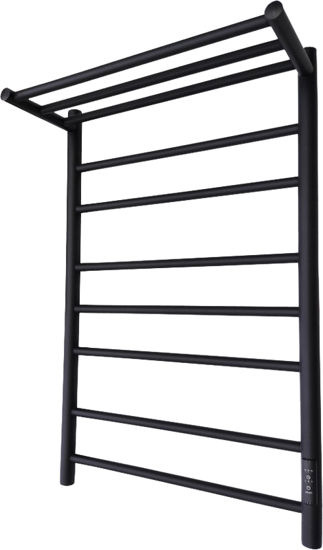 Полотенцесушитель электрический Маргроид Вид 10 СШН 80x50 R с полкой, черный матовый