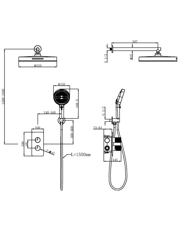 Душевой комплект Vincea Domus VSFW-5DM0BG С ВНУТРЕННЕЙ ЧАСТЬЮ, брашированное золото