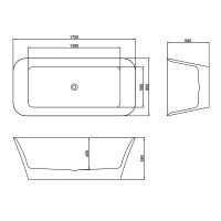 Ванна акриловая Azario ROVETA 1700х800х580 свободностоящая, в комплекте с сифоном и металлической рамой (AZ-6615)