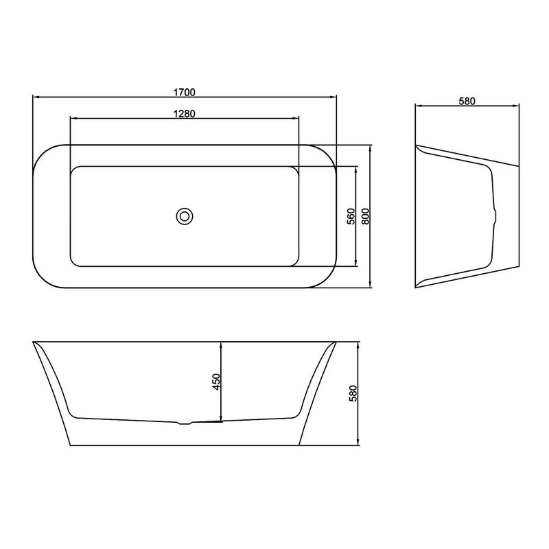 Ванна акриловая Azario ROVETA 1700х800х580 свободностоящая, в комплекте с сифоном и металлической рамой (AZ-6615)