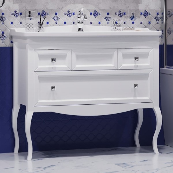 Тумба с раковиной Opadiris Валери 105 белая матовая