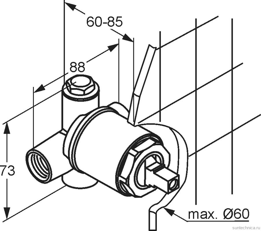 Встраиваемый смеситель для душа и ванны Kludi Bozz 38925N576 С ВНУТРЕННЕЙ ЧАСТЬЮ, брашированный никель PVD