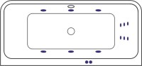 Акриловая ванна Excellent Arana Line 180x85 см, встраиваемая, с гидромассажем, белая, с каркасом, со сливом-переливом, фурнитура бронза