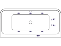 Акриловая ванна Excellent Arana Line 180x85 см, встраиваемая, с гидромассажем, белая, с каркасом, со сливом-переливом, фурнитура бронза