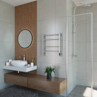 Полотенцесушитель электрический Grota Costa 530х600 NM EL 60x55 см, подключение справа, слева, скрытое подключение справа, матовый хром, лесенка