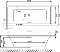 Акриловая ванна Excellent Heaven Slim Nano 160x75 см, встраиваемая, с гидромассажем, белая, с каркасом, со сливом-переливом, фурнитура золото