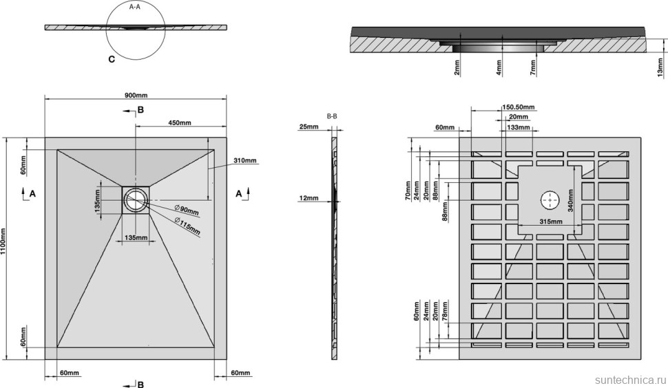 Поддон для душа Grossman Strong GR-S190110Q 90х110 см, белый