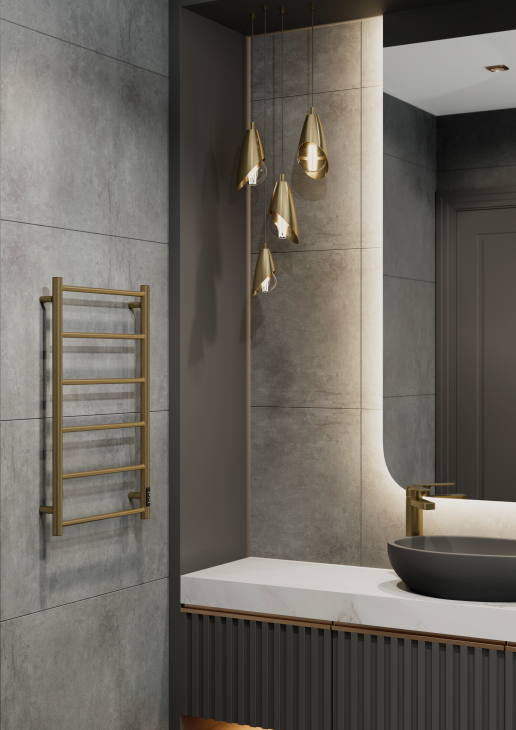 Полотенцесушитель электрический Двин J Neo 80/50 состаренная бронза матовая