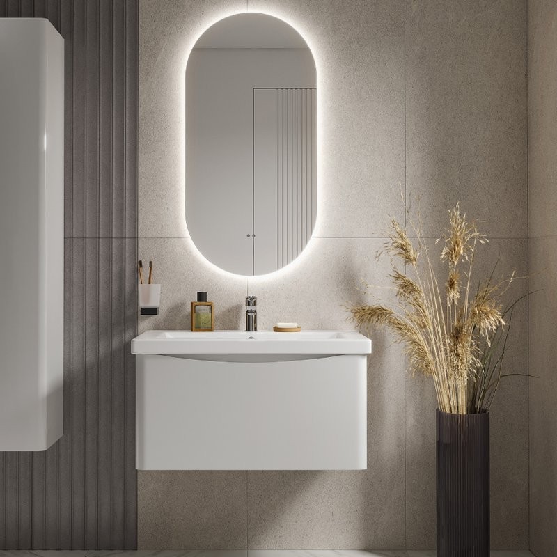 Мебель для ванной комнаты Vigo Glem 80 подвесная, 1 ящик, глянцевая белая