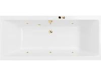 Акриловая ванна Excellent Pryzmat Soft 170x75 см, встраиваемая, с гидромассажем, белая, с каркасом, со сливом-переливом, фурнитура золото