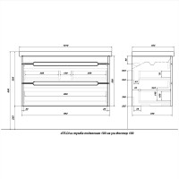 Тумба с раковиной SanStar Diva 100 подвесная, графит софт, дуб вотан, раковина Фостер 100