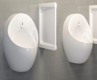 Писсуар подвесной VitrA Arkitekt 5999B003-5556 сенсорный, глянцевый белый, с сифоном, безободковый, со смывным механизмом