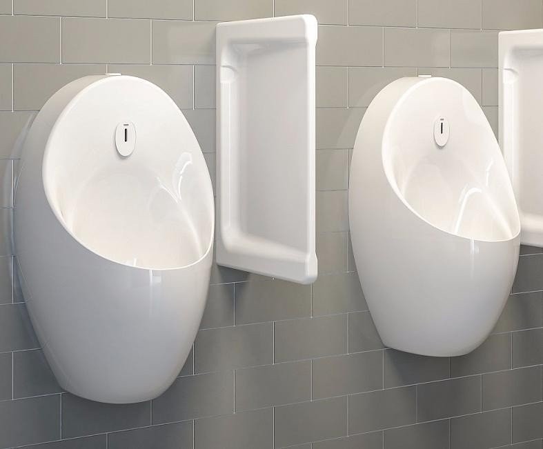 Писсуар подвесной VitrA Arkitekt 5999B003-5556 сенсорный, глянцевый белый, с сифоном, безободковый, со смывным механизмом