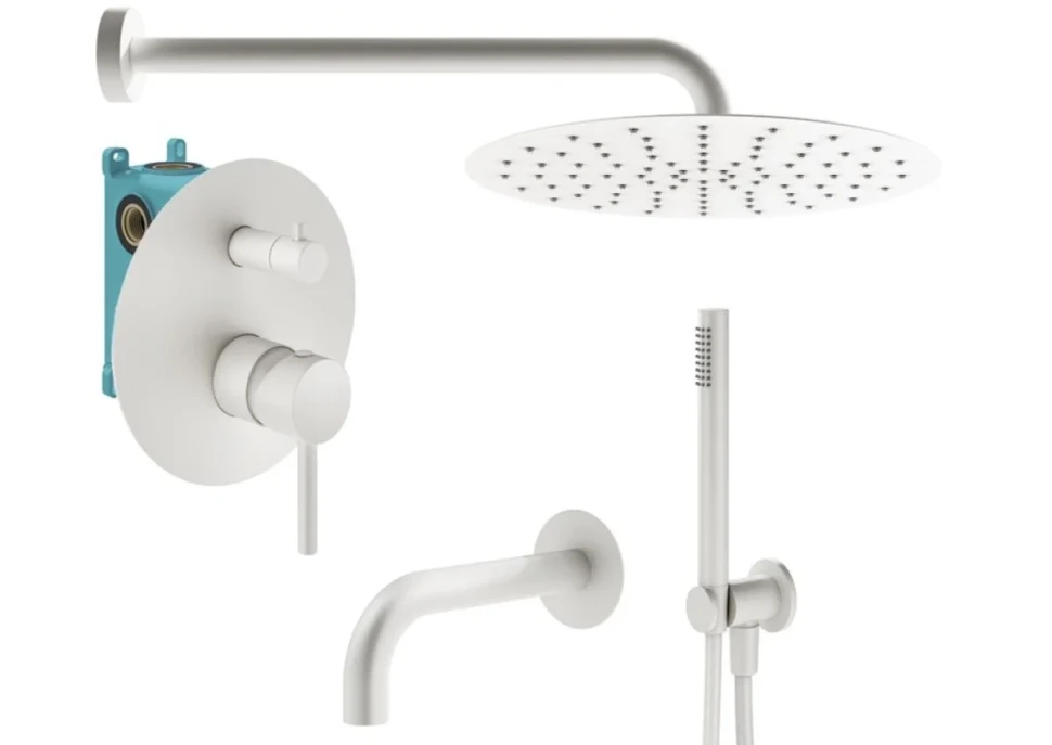 Душевой комплект Plumberia Selection Ixo KITXO19BO60 С ВНУТРЕННЕЙ ЧАСТЬЮ, белый матовый