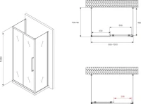 Душевой уголок Abber Schwarzer Diamant AG30100H-S75-S75 100x75, профиль хром, стекло прозрачное