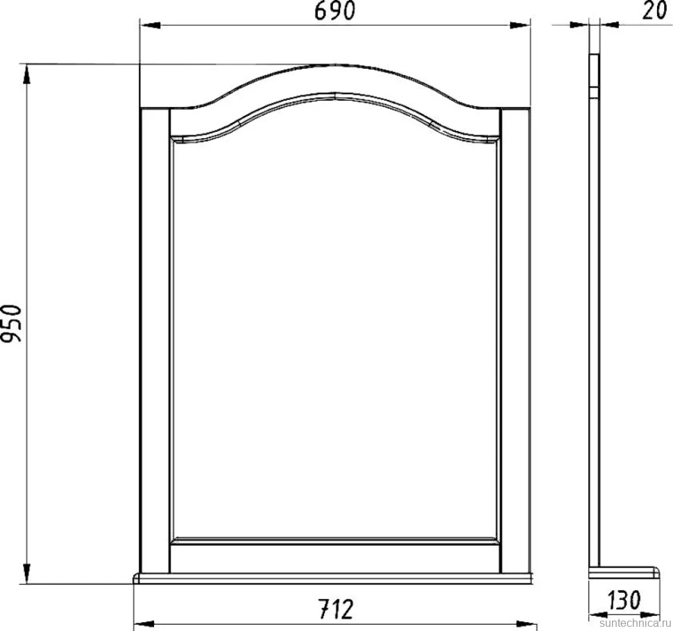 Зеркало ASB-Woodline Модерн 85 белое, патина серебро, с полкой