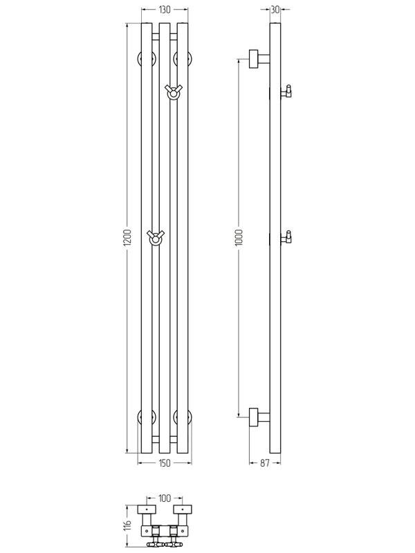 Полотенцесушитель водяной Сунержа Вердикт Pro 03-0459-1210 120x15 см, золото, I-образный