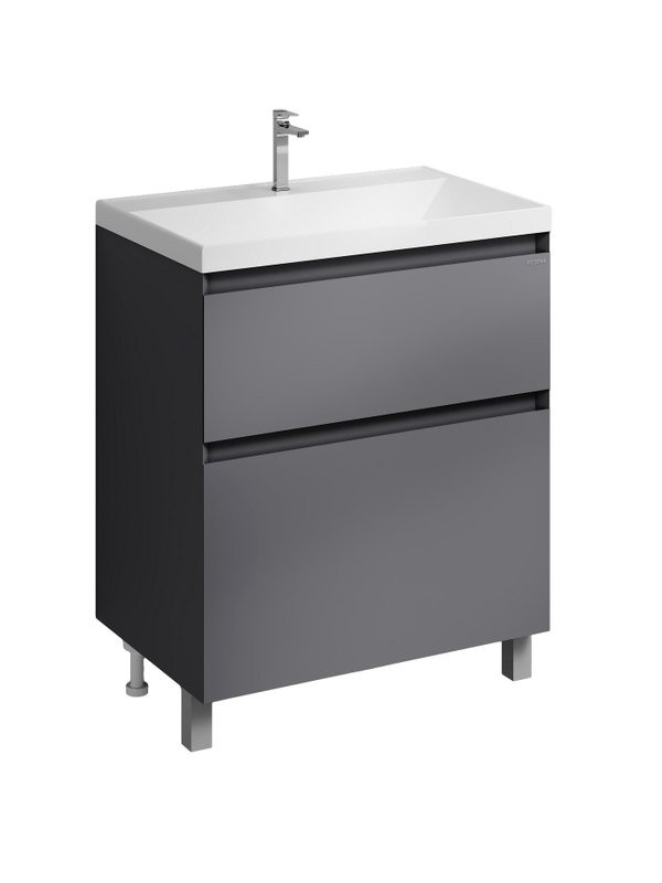 Тумба с раковиной Grossman Меркадо 70 напольная, матовый графит