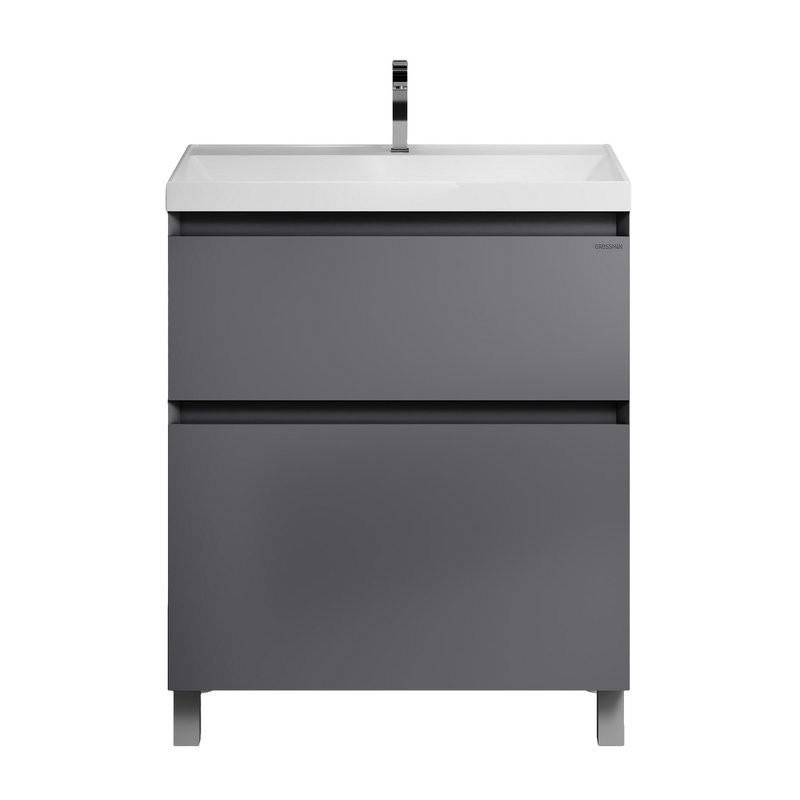 Тумба с раковиной Grossman Меркадо 70 напольная, матовый графит