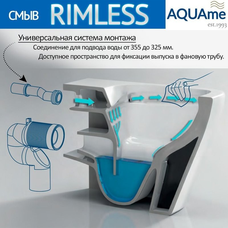 Унитаз безободковый подвесной с сиденьем микролифт, технология смыва Rimless, черный матовый