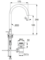Смеситель для раковины Kludi Nova Fonte Puristic 20143N015 брашированное золото PVD