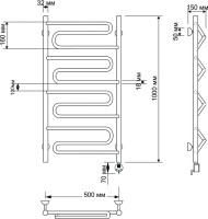 Полотенцесушитель электрический Secado Валенсия 1 105x55 см, подключение справа, бронза, лесенка, латунь