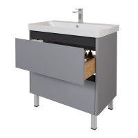 Тумба с раковиной Dreja Luxury Plus 80 подвесная, серый базальт