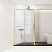 Душевой уголок Vincea Slim Soft VSR-1SS1011CLG 110х100, профиль брашированное золото, стекло прозрачное