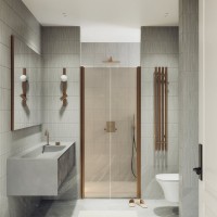 Душевая дверь в нишу Maybahglass MGD-441-2 99 см, профиль матовая бронза, стекло бронза