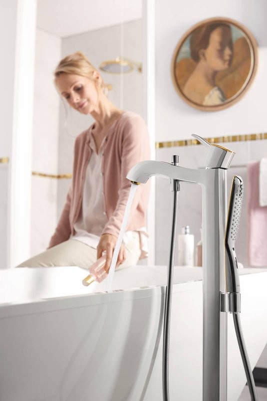 Напольный смеситель для ванны с душем Hansgrohe Metropol Classic 31445090 хром - золото